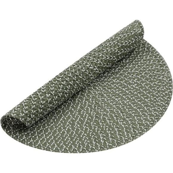 Round Braided Placemats Set of 6 Two Tone Woven Floral Table Mats Washable - Picture 3 of 7